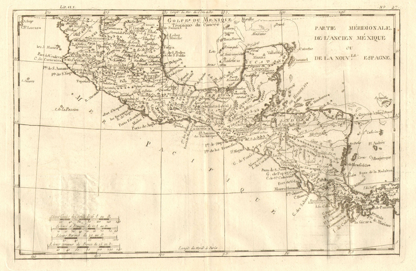 'Partie Meridionale de L'Ancien Mexique…'. BONNE. Southern Mexico c1783 map